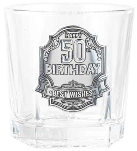 50th Badge Whisky Glass 260ml