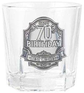 70th Badge Whisky Glass 260ml