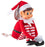 Red-and-white Elfie Elf Christmas decoration wearing a Santa hat and striped legs