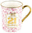 Close view of the pink and gold 21st birthday pretty bow mug