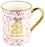 Front view of pink and gold 21st birthday pretty bow mug