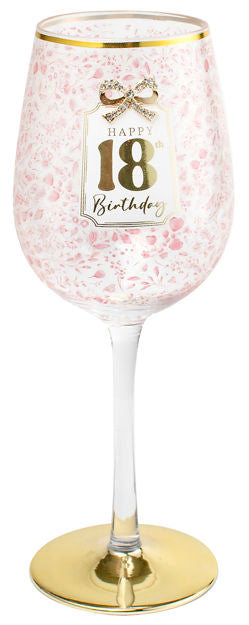 Happy 18th Birthday Pretty Bow Wine Glass 400ml