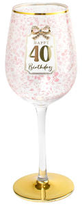 Happy 40th Birthday Pretty Bow Wine Glass 400ml