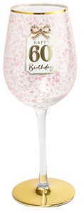 Happy 60th Birthday Pretty Bow Wine Glass 400ml