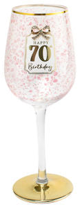 Happy 70th Birthday Pretty Bow Wine Glass 400ml