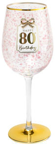Happy 80th Birthday Pretty Bow Wine Glass 400ml