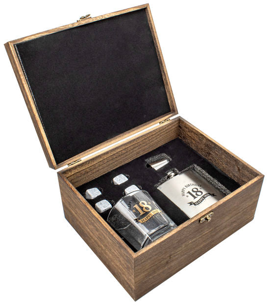 Wood Box 18th Gift Set