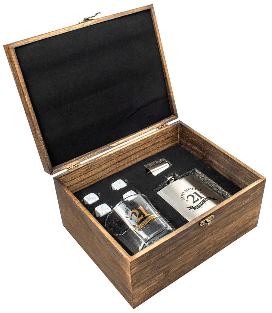 Wood Box 21st Gift Set