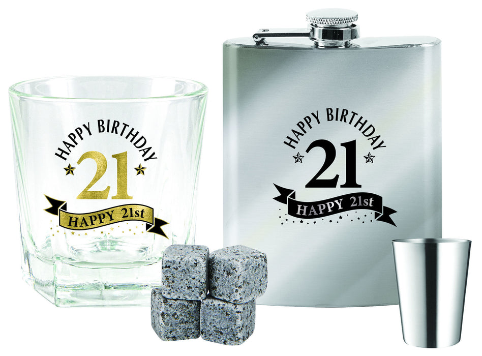 Wood Box 21st Gift Set