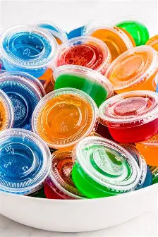50 Reusable Clear Plastic Jelly Shot Glasses With Lid 59ml (2oz)
