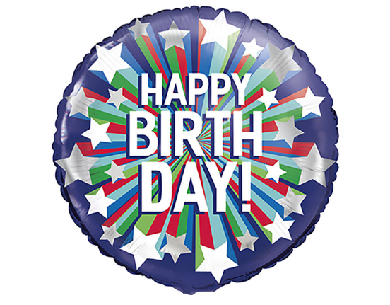 Happy Birthday Shooting Stars Foil Balloon 18''