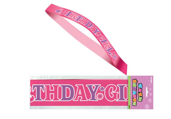 Pink Birthday Girl Satin Sash