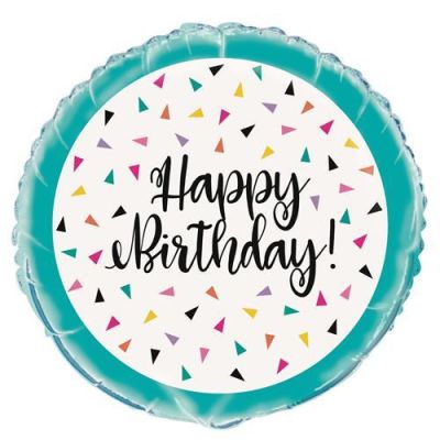 Triangle Confetti Happy Birthday Foil 18''