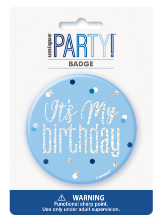 Blue Glitz Birthday Badge