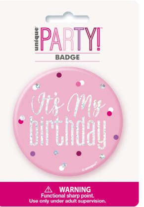 Pink Glitz Birthday Badge