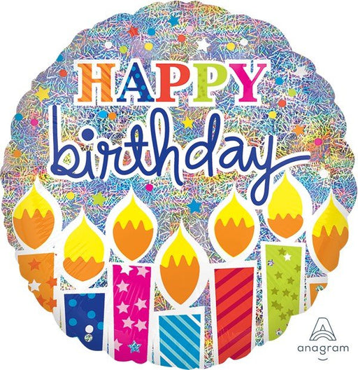 Happy Birthday With Candles Holographic Foil 43cm