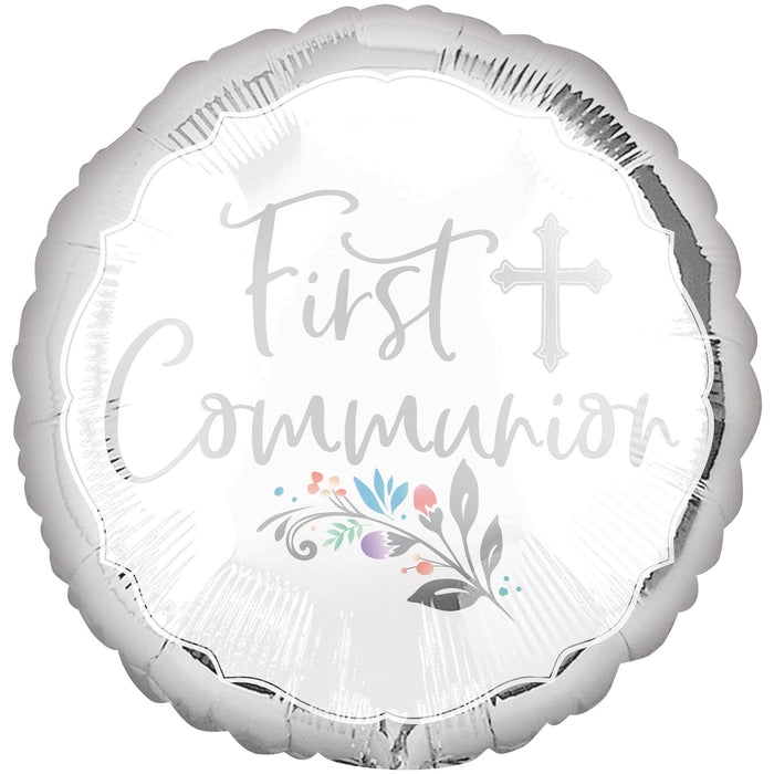 First Communion Silver Foil Balloon 18''