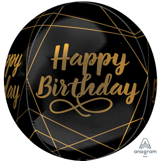 Happy Birthday Black And Gold Orb 15''/38cm