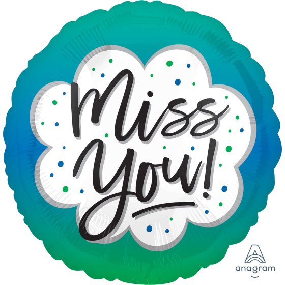 Miss You Teal/Blue Foil Balloon 43cm