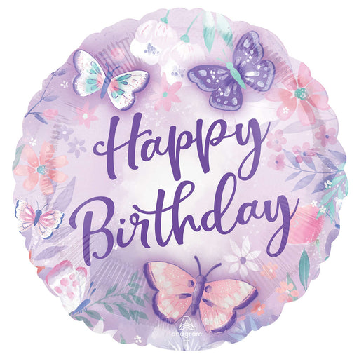 Happy Birthday Purple/Pink Butterflies 43cm