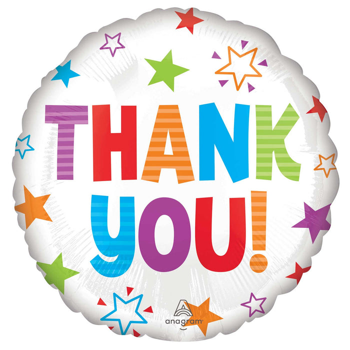 Rainbow Stars Thank You Foil Balloon 18''