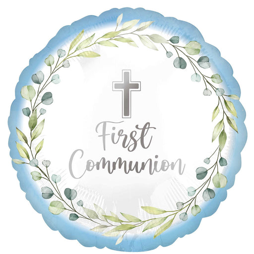 First Communion Blue Foil Balloon 18''