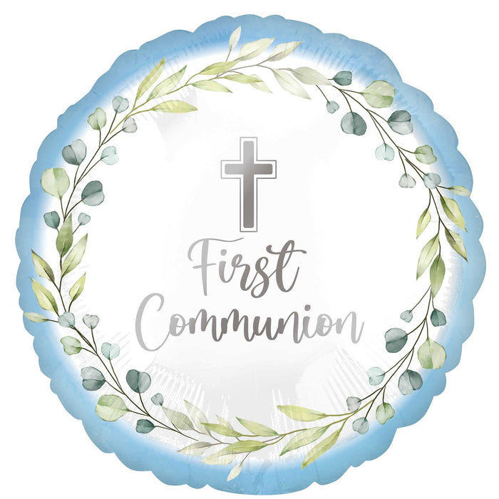 First Communion Blue Foil Balloon 18''
