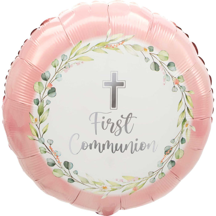 First Communion Pink Foil Balloon 18''