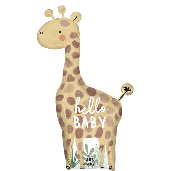 Hello Baby Giraffe Supershape Foil Balloon 63cm x 106cm