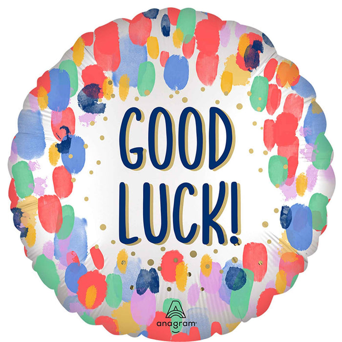 Rainbow Satin Dots Good Luck Foil Balloon 18''