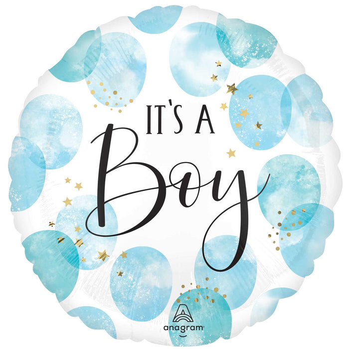 Foil 45cm (18") It's A Boy Watercolour