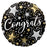 18" Foil Balloon "Congrats" Black With Gold/Silver Stars