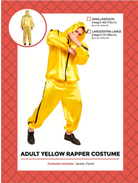 Adult Yellow Rapper Costume Large/XL