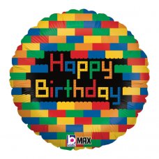 Happy Birthday Building Blocks 18'' Foil Balloon