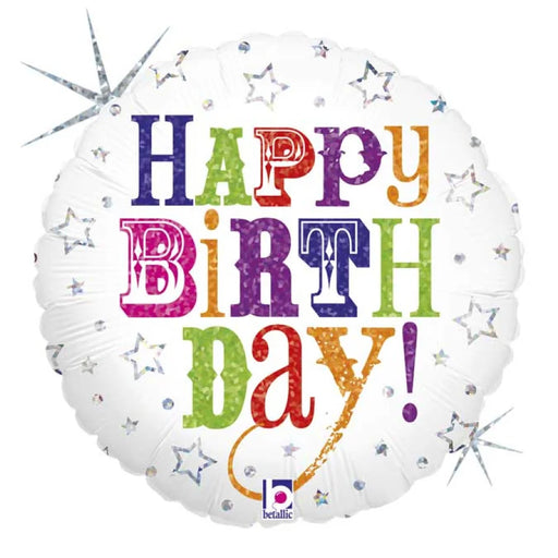 18" Foil Balloon Happy Birthday White