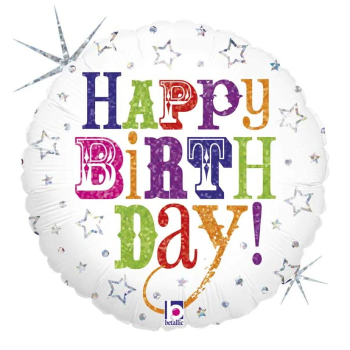 18" Foil Balloon Happy Birthday White