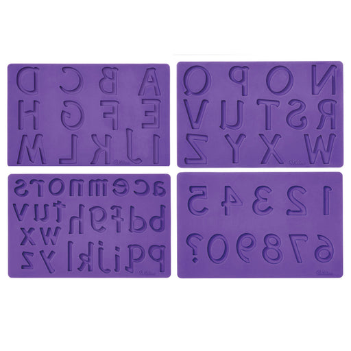 Silicone Letters and Numbers Fondant and Gum Paste Molds, 4-Piece