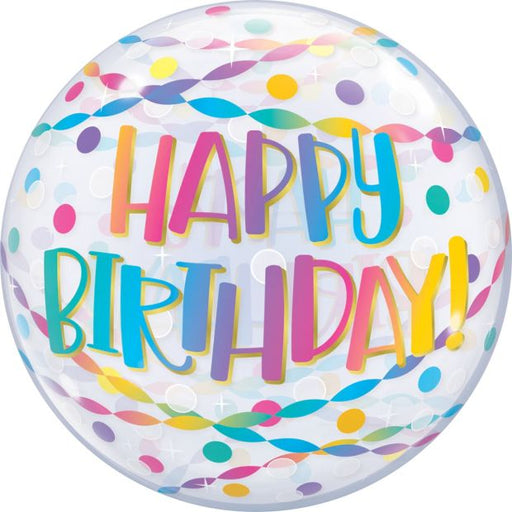 Birthday Confetti & Streamers Bubble Balloon 22"/56cm