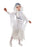 Ghostly Girl children’s white hooded costume with tattered sleeves, glittery ribcage detail and plastic waist chains