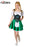 Green Bavarian women's costume dress front view with white blouse, black bodice and green skirt