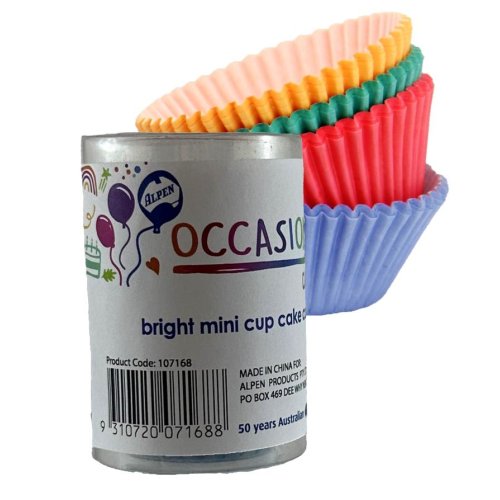 Mini Cup Cake Cases Bright Colour Assorted (30x20mm) Pack Of 100