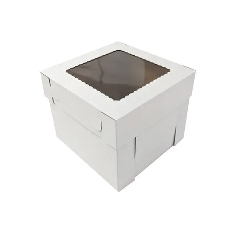 10x10x8 Inch Cake Box - Tall/Window Corrugated Cardboard