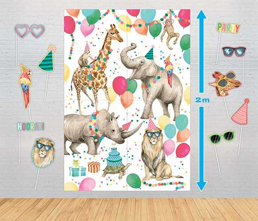 Giant Poster Backdrop With Photo Props Party Animals