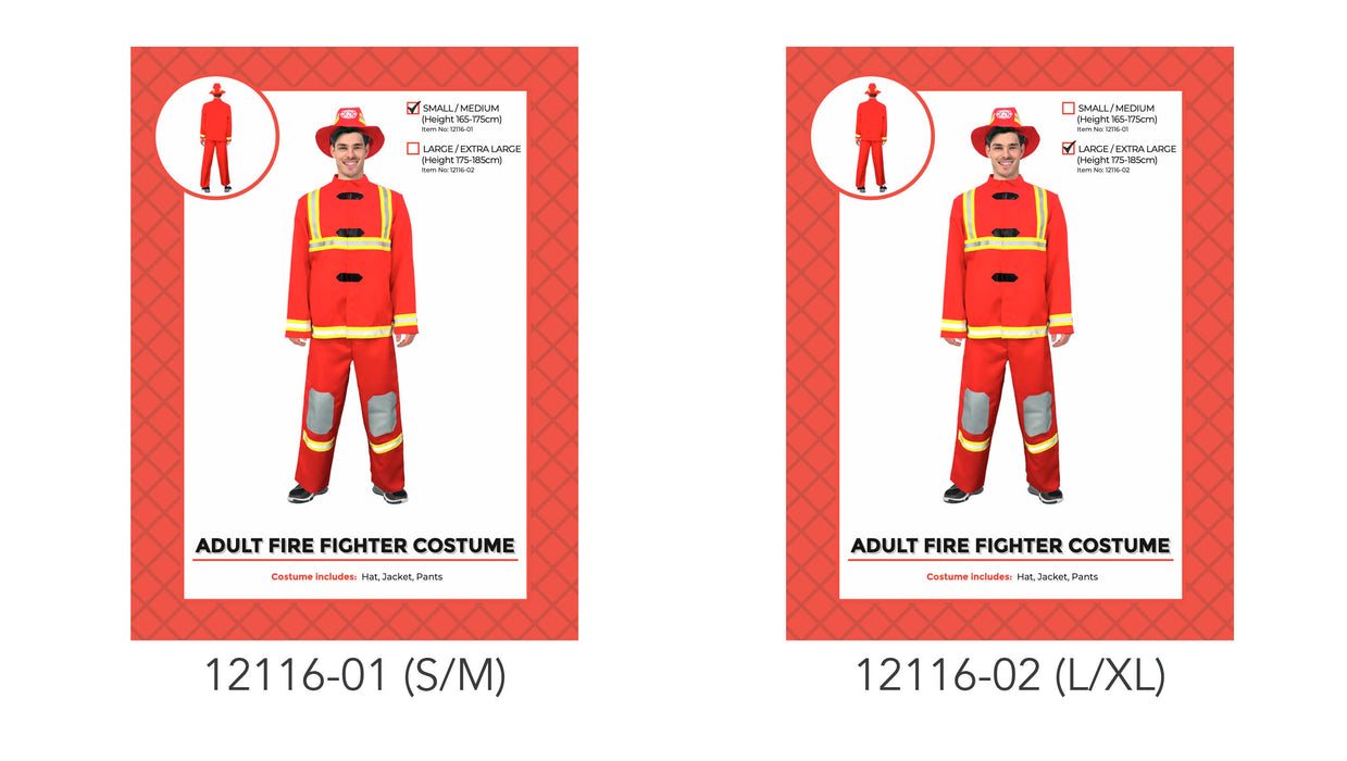Fireman Adult Costume Large/XLarge