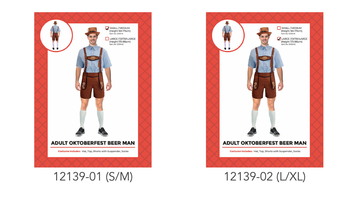 Adult Oktoberfest Beer Man Costume (Blue Brown)