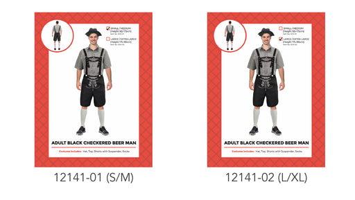 Adult Black Checkered Beer Man Costume