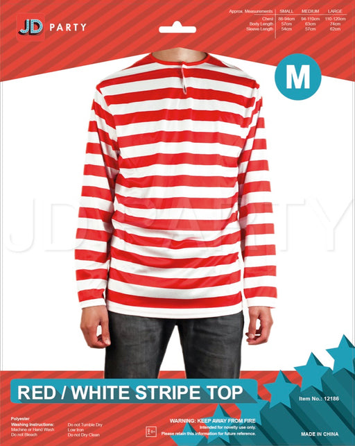 Red & White Stripe Medium Top Adult