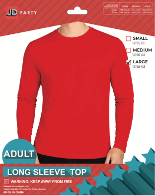 Adult Red Long Sleeve Top - Large