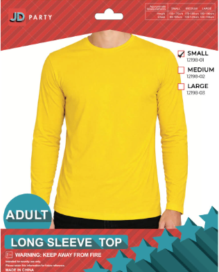 Adult Yellow Long Sleeve Top - Small
