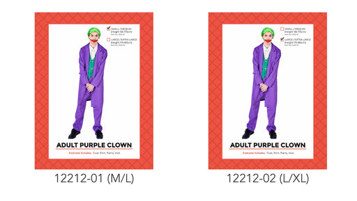Adult Purple Clown Costume Small/Medium